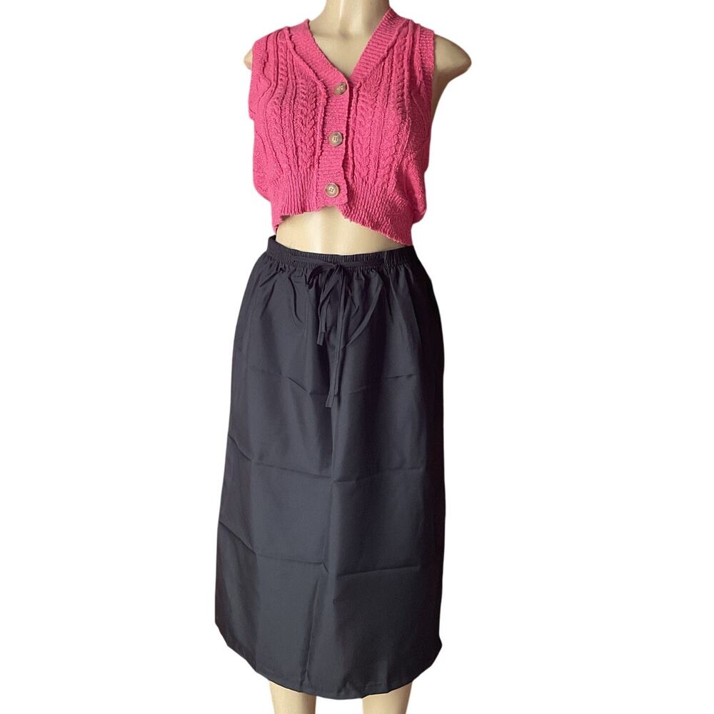 Y2K Vintage Sears Black Midi Skirt | Women’s M | Modest Minimalist | Made in USA